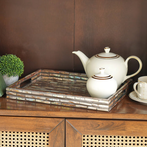 Black Mother of Pearl Rectangular Tray