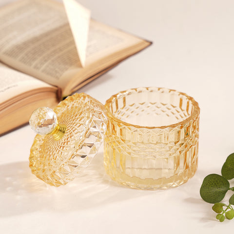 Brown Diamond Textured Decorative Jar with Handle - Small