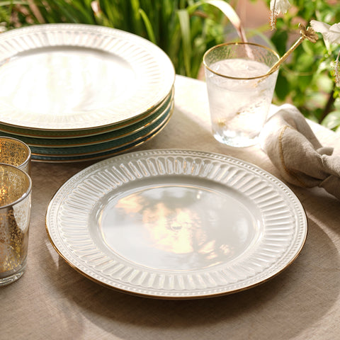 Set of 2 Ivory Ceramic Dinner Plates