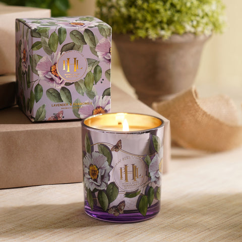 Light Purple Lavender and Chamomile Wax Filled Candle Jar