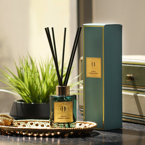 Teal Scented Glass Diffuser - Rose & Summer Berry