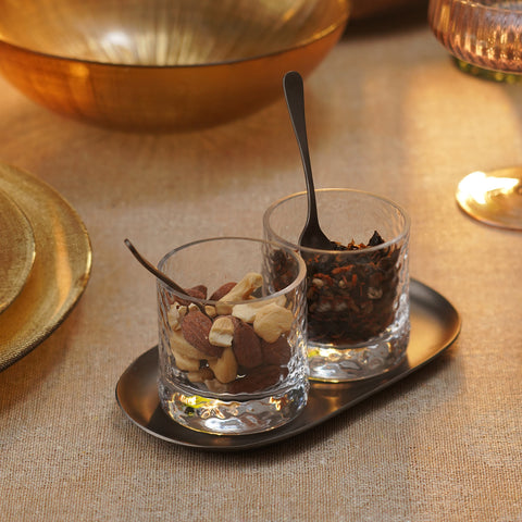 Set of 2 Clear Hammered Condiment Jars with Tray - Small