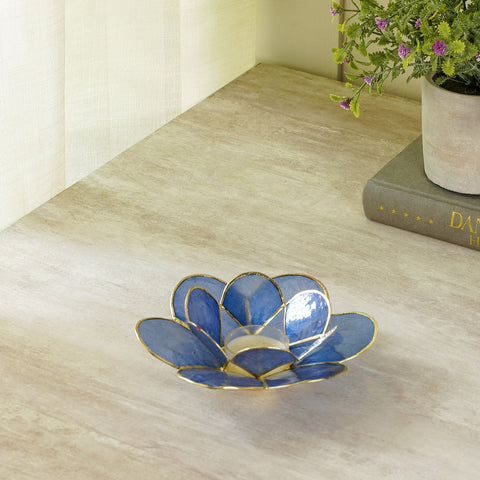Florance Blue Capiz Bloom Tea Light Holder