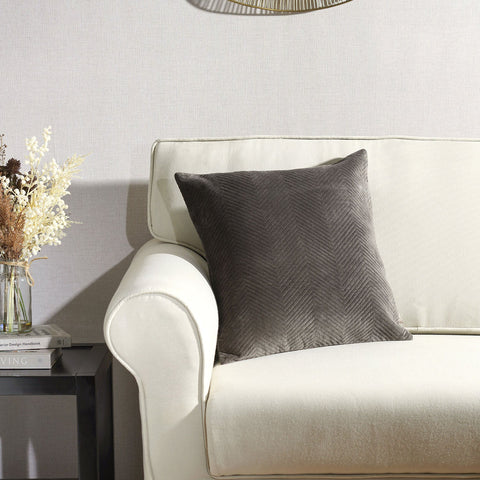 Herringbone Quilted Charcoal Cushion Cover