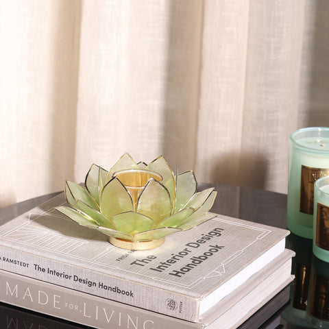 Green Ombre 22 Shells Capiz Tealight Holder