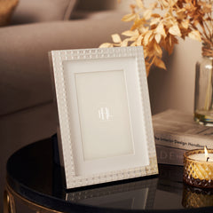 Silver Plated Geometric Pattern Metal Photo Frame - Small