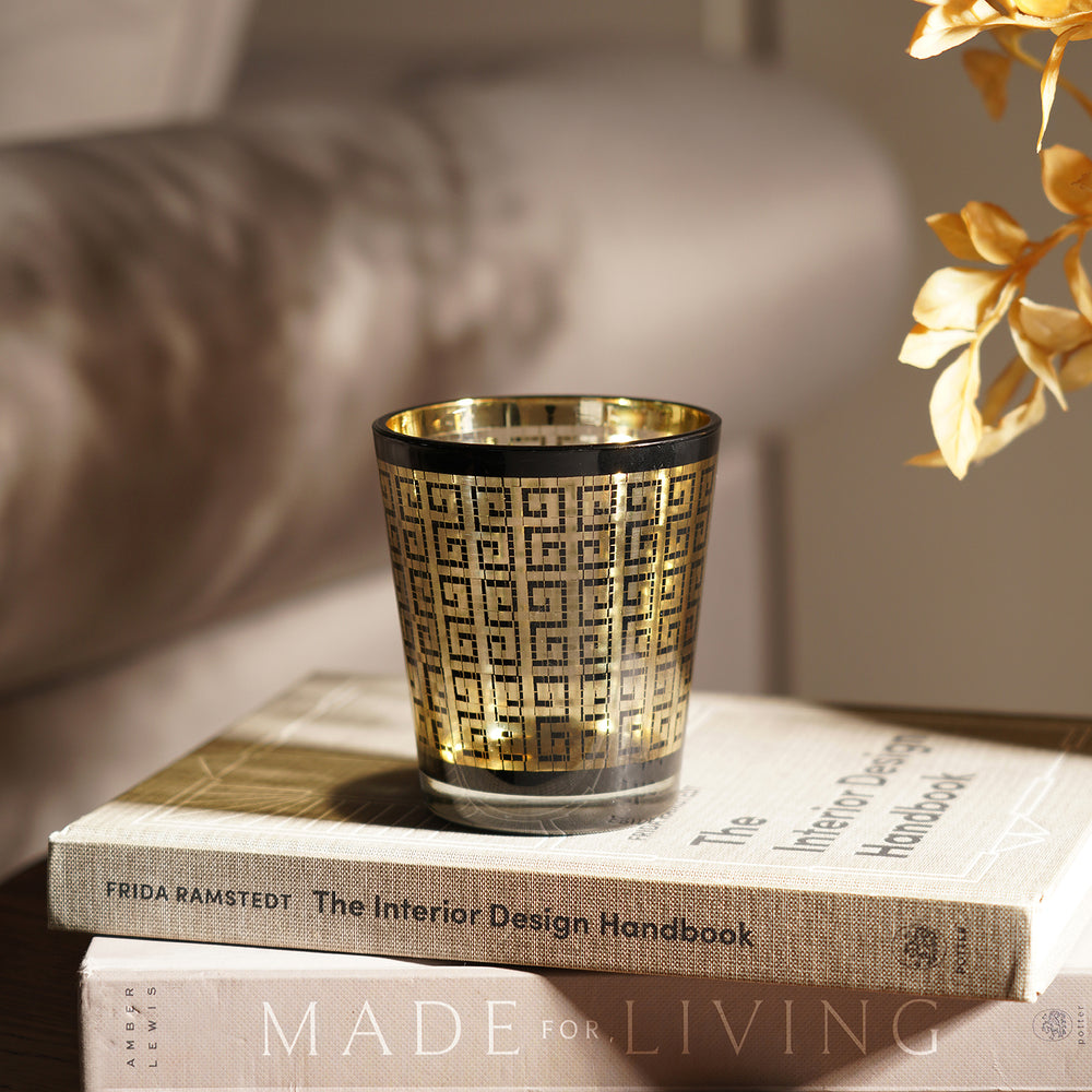 Fiesta Black & Gold Glass Tumbler