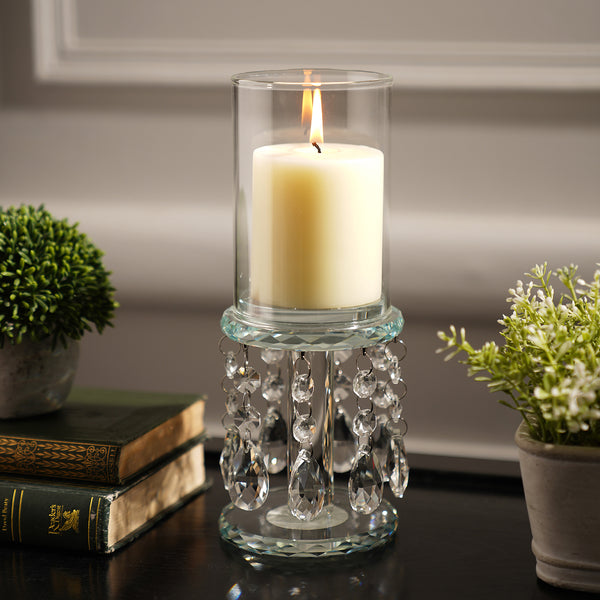 Clear Crystal Candle Holder With Hanging