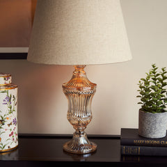 Gold Ribbed Glass Table Lamp Stand (without shade)
