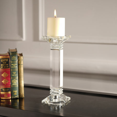 Clear Crystal Pillar Shaped Candle Holder