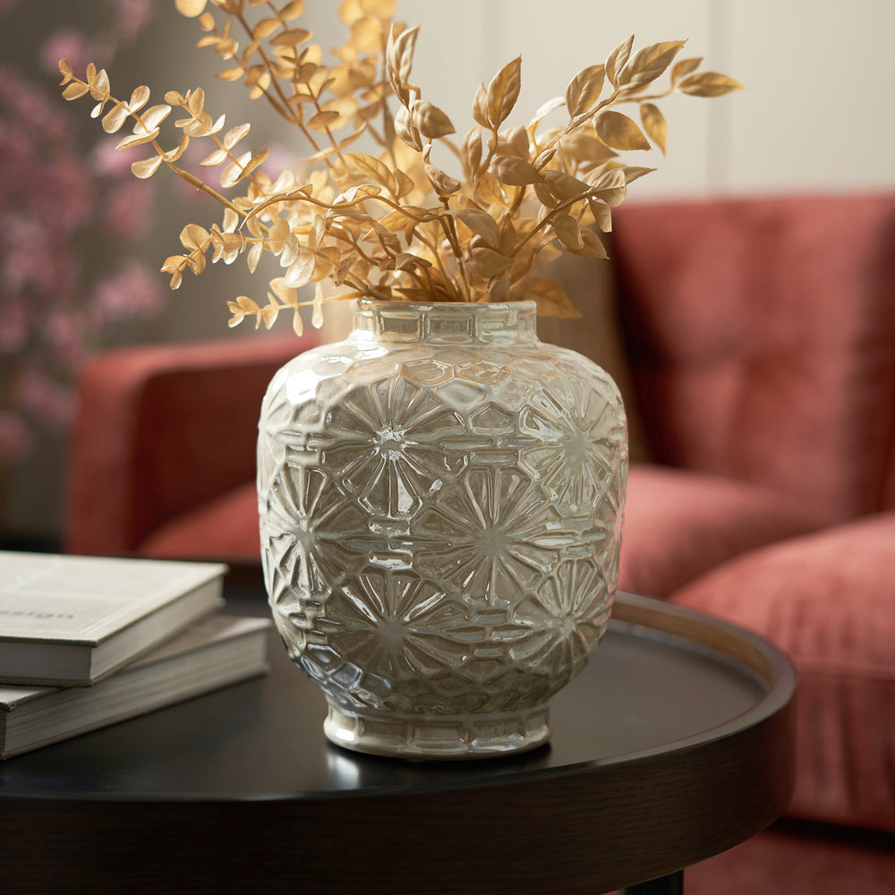 White Floral Ceramic Vase