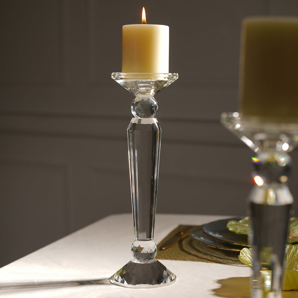 Clear Crystal Candle Holder - Large