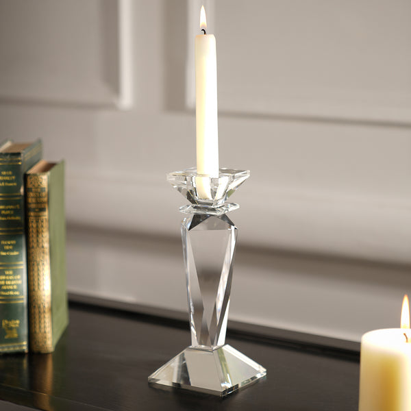 Clear Crystal Tapered Candle Holder