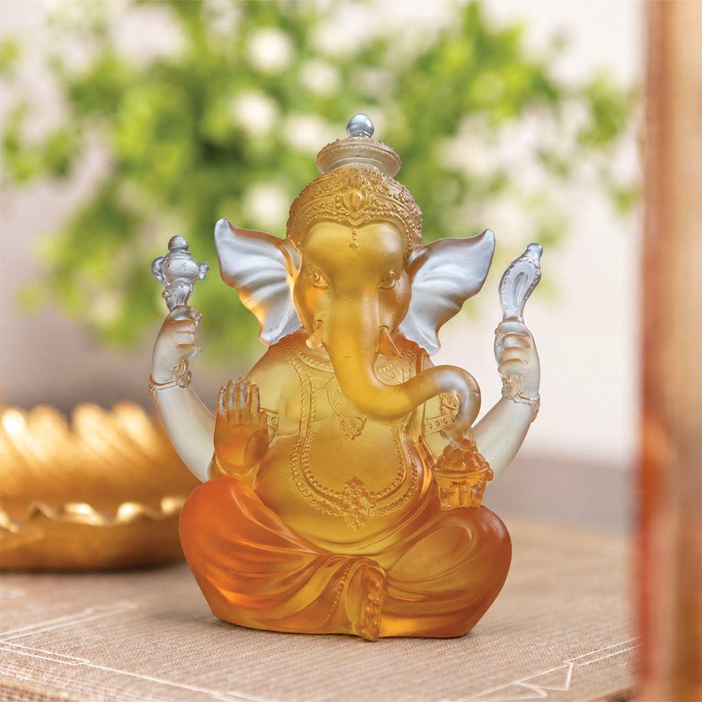 Gold Crystal Sitting Ganesha
