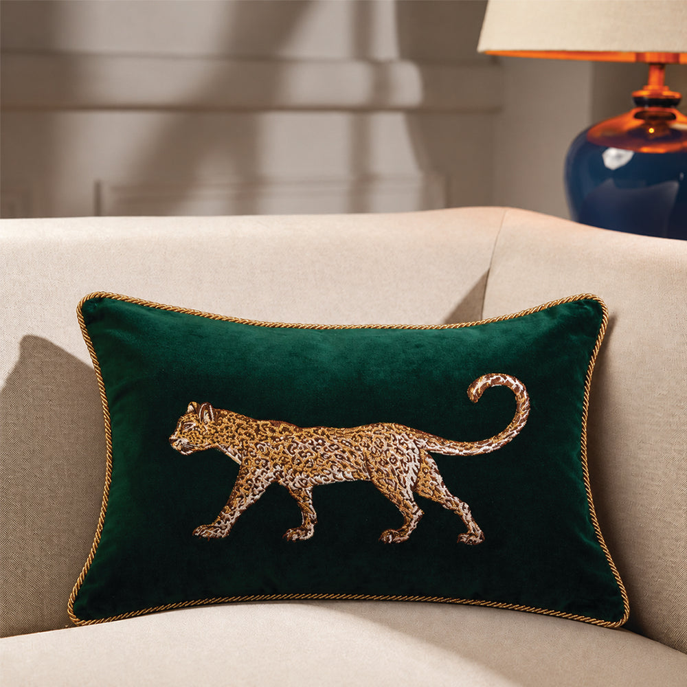 Green Leopard Print Cushion Cover - 30x45 cm