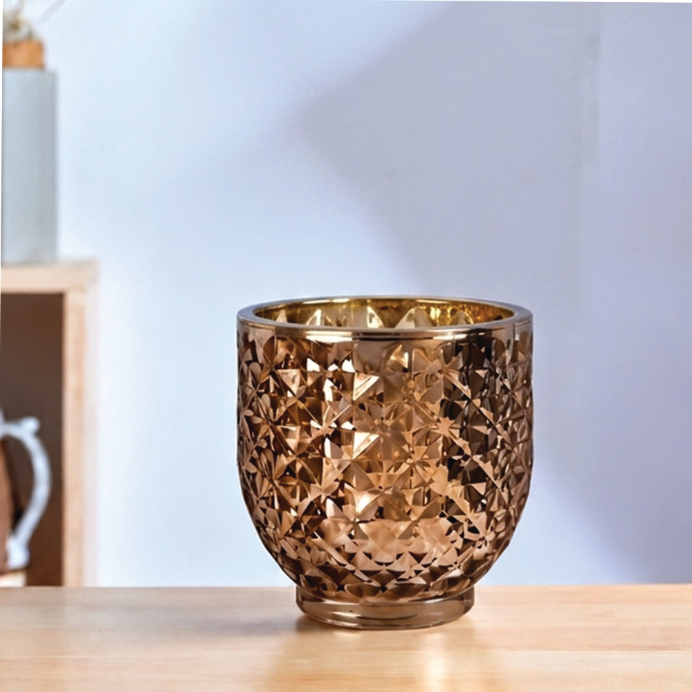 Light Amber Diamond Texture Tealight Holder