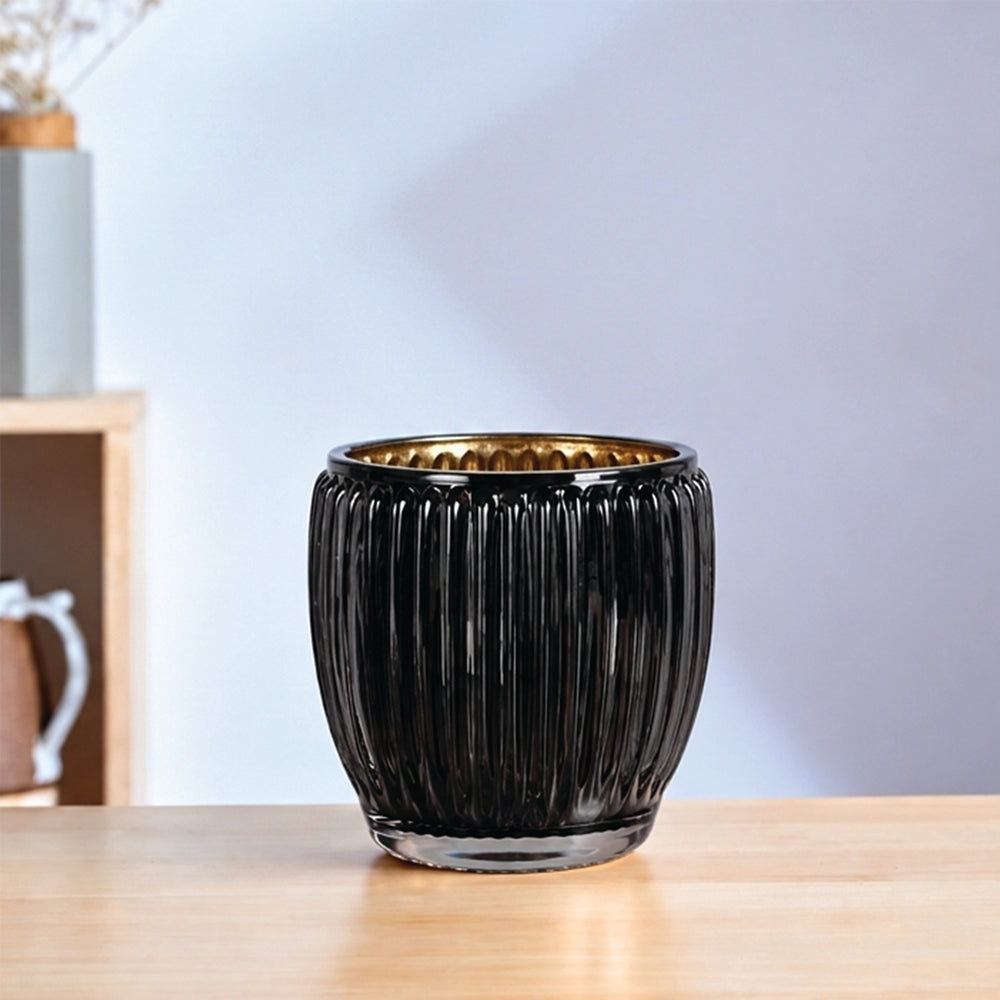 Silver Ribbed Tealight Holder - Large