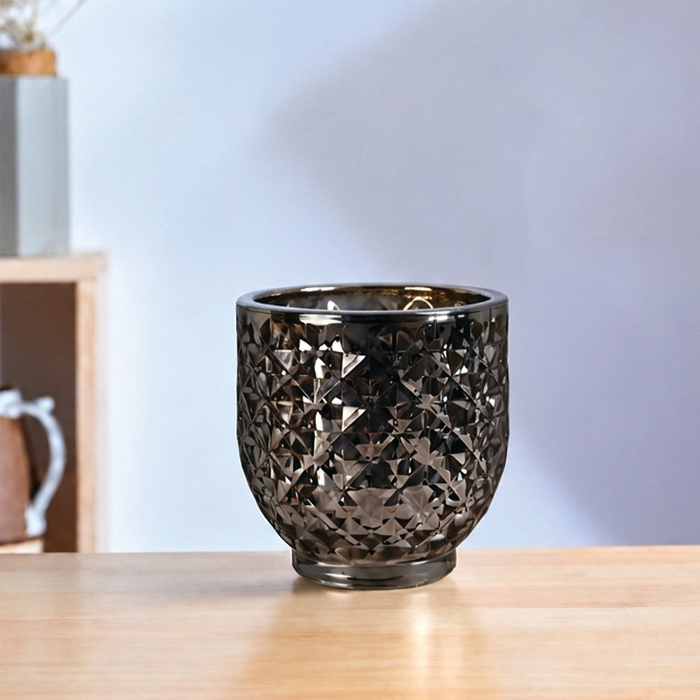 Dark Green Diamond Texture Tealight Holder