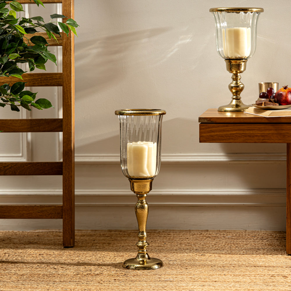 Clear & Gold Hammered Hurricane - Large
