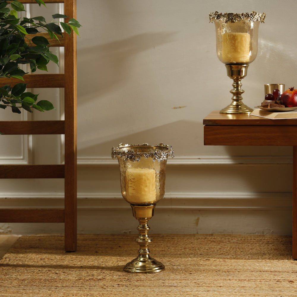 Light Amber Lustre & Gold Hurricane - Large