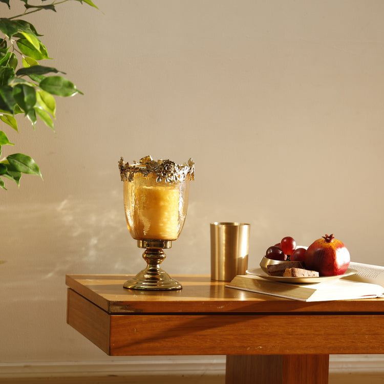 Light Amber Lustre & Gold Hurricane - Small