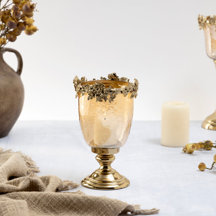 Light Amber Lustre & Gold Hurricane - Small