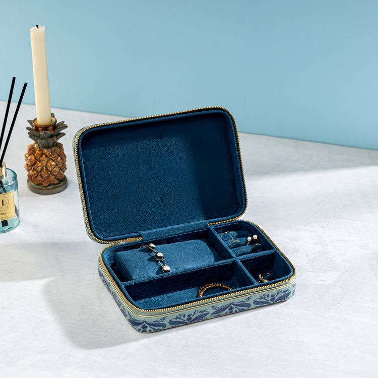 Shop Far East Blue Faux Leather Rectangular Jewellery Box - at Best ...