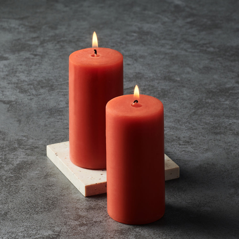 Set Of 2 Orange Playful Berries Tall Pillar Candle
