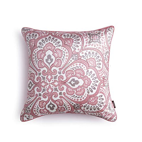 Pink  White Ethnic Motifs Square Cushion Cover
