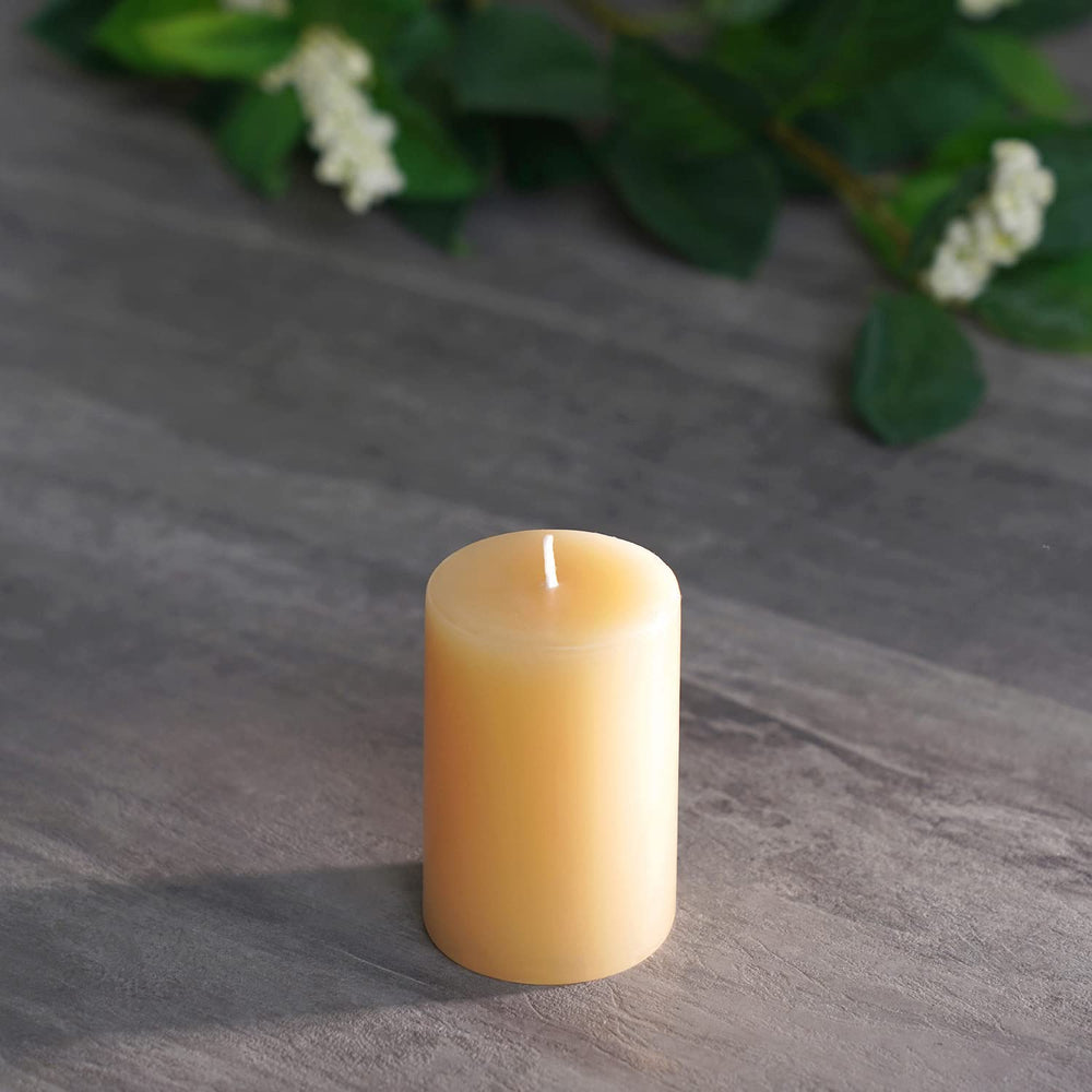 Set of 2 Beige Divine Pillar Candle Small