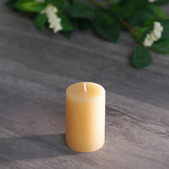 Set of 2 Beige Divine Pillar Candle Small
