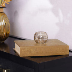 Set of 4 Brown Luster Round Glass Candle Holders