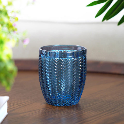 Set Of 6 Blue Ezra Glass Tumbler
