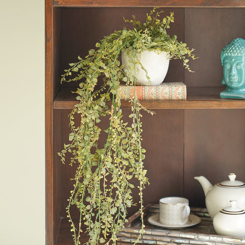 Green Artificial Hanging Plant with Cement Pot