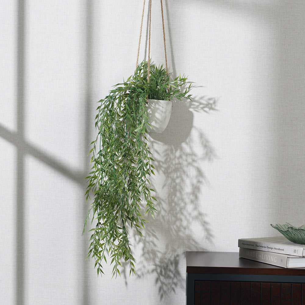 Green Artificial Bamboo Leaf Plant with Cement Pot