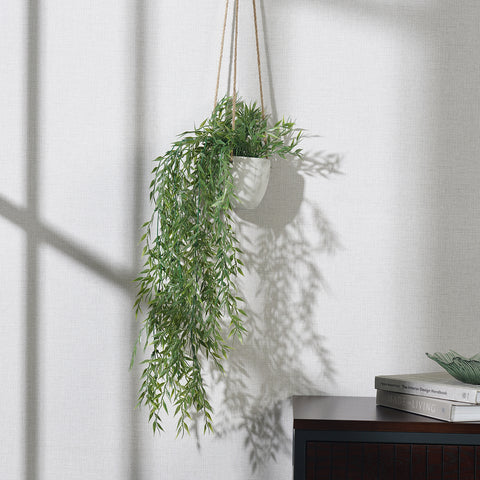 Green Artificial Bamboo Leaf Plant with Cement Pot