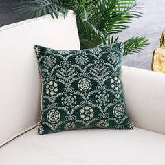 Green Lush Feast Embroidered Cushion Cover