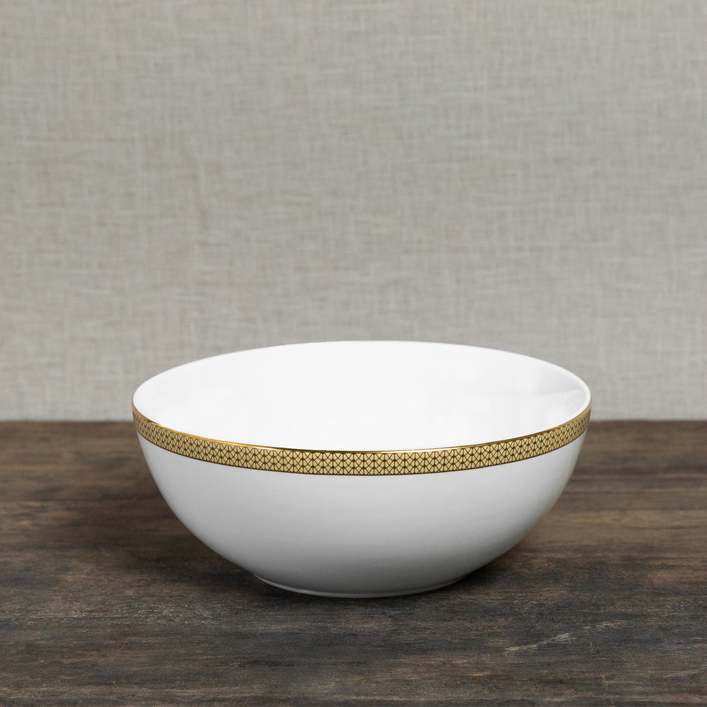 White  Gold-Toned Encrusted Serving Bowl