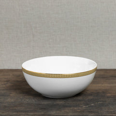 White  Gold-Toned Encrusted Serving Bowl
