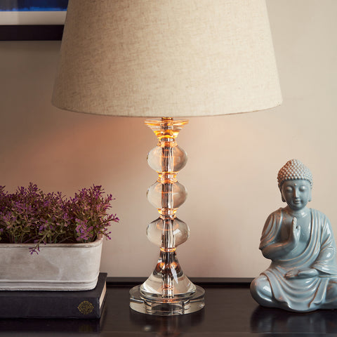 Clear Three Ball Crystal Table Lamp Stand (without shade)