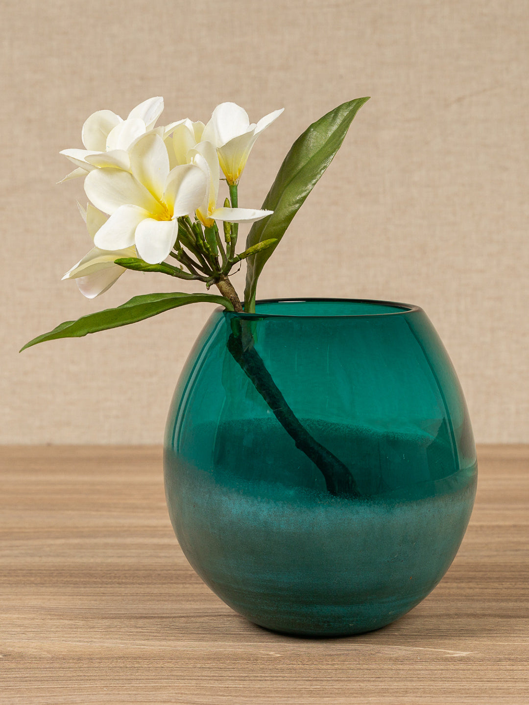 Blue Solid Glass Spring Flower Vase