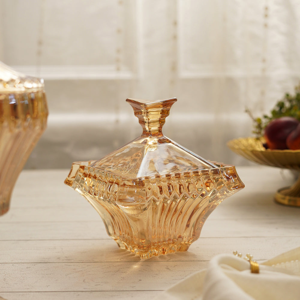 Amber Glass Candy Jar