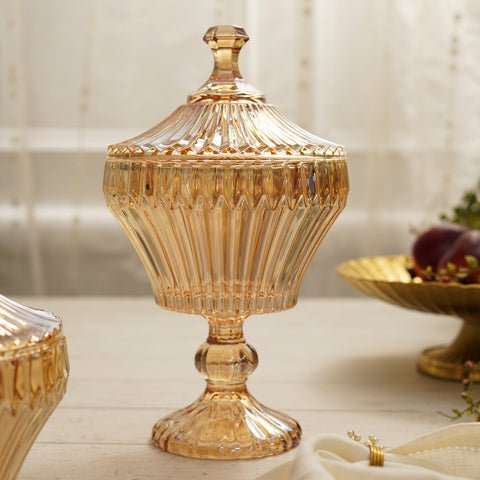 Brown Glass Jar with Stand