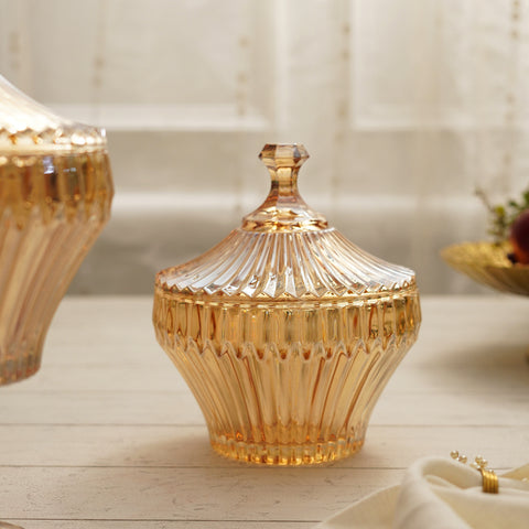 Amber Vintage Glass Candy Jar