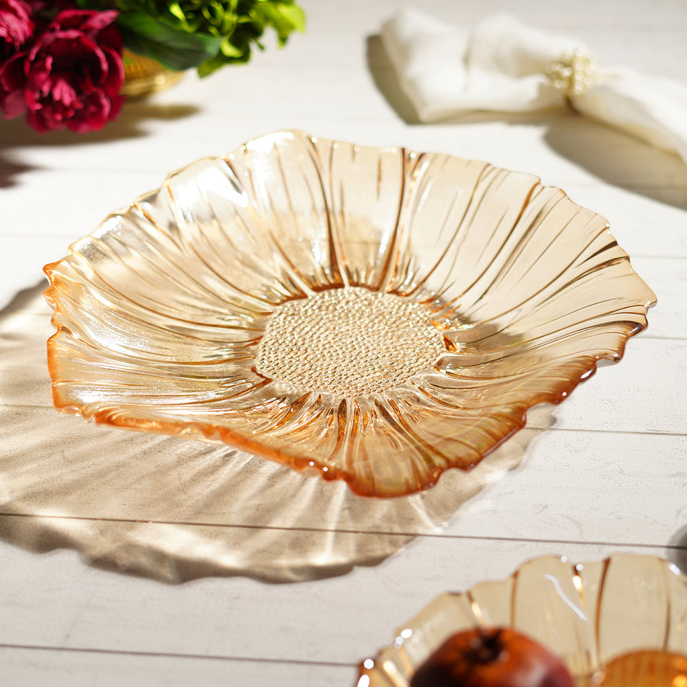Gold Glass Floral Plate