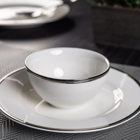 Set of 4 Silver White Victoria Fruit Bowl