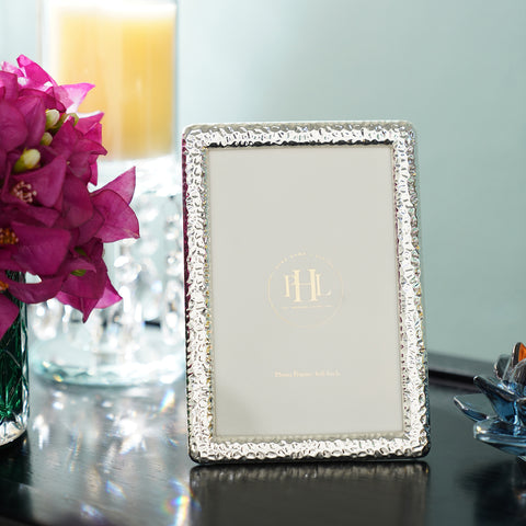 Silver Plated Hammered Metal Photo Frame - Small