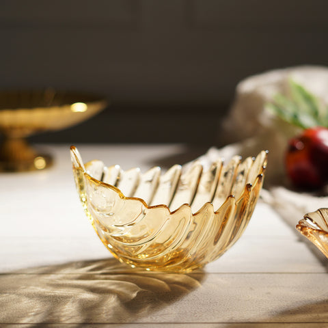 Set of 2 Amber Glass Fruit Bowl