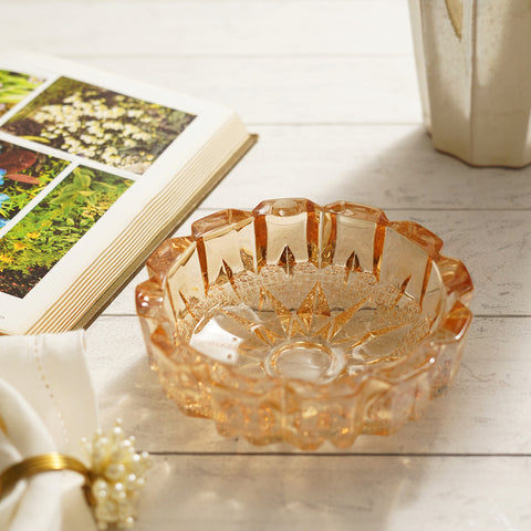 Set of 2 Round Amber Ash Tray - Large