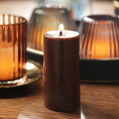 Set of 2 Brown Solid Pillar Candle